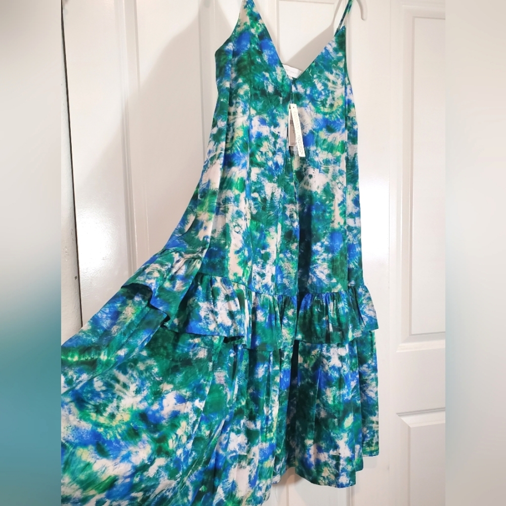 Anthropologie Corey Lynn Calter Boho Cotton V-Neck Relaxed Ruffle Midi Dress S - Picture 16 of 17